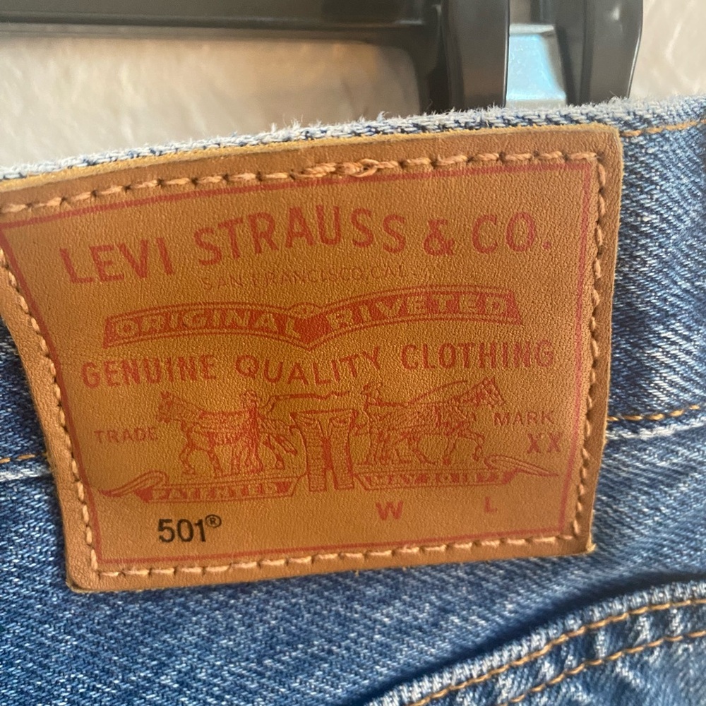 Levi's Blue Straight Jeans With Patchwork Design - image 3
